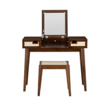 Chantal Wood 2 Cane Drawer Vanity with Stool