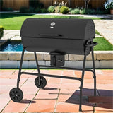 Charcoal BBQ Grill with Wheels, Ash Catcher and Built-in Thermometer