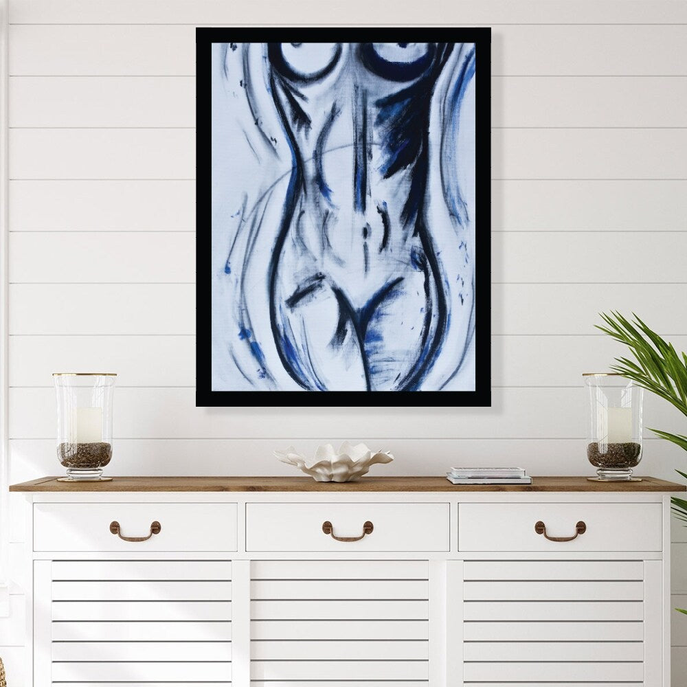 Charcoal Beauty, All Woman - Framed Print Artwork - Multi-Color