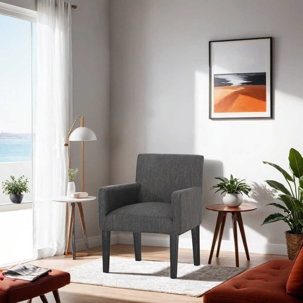 Charcoal Fabric Arm Chair with Cushioned Seat - 25.5-Inch Modern Chair