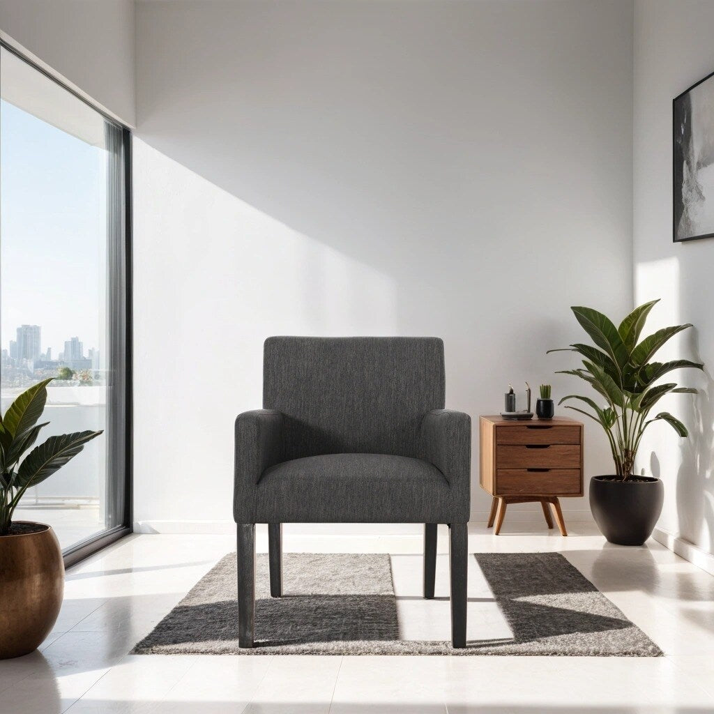 Charcoal Fabric Arm Chair with Cushioned Seat - 25.5-Inch Modern Chair