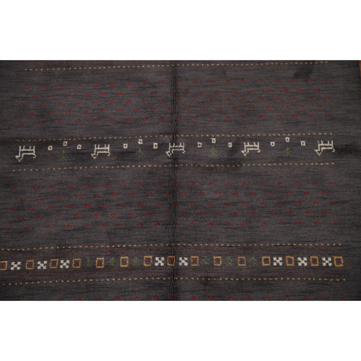 Charcoal Gabbeh Oriental Area Rug Handmade Wool Carpet - 5'4" x 8'3"