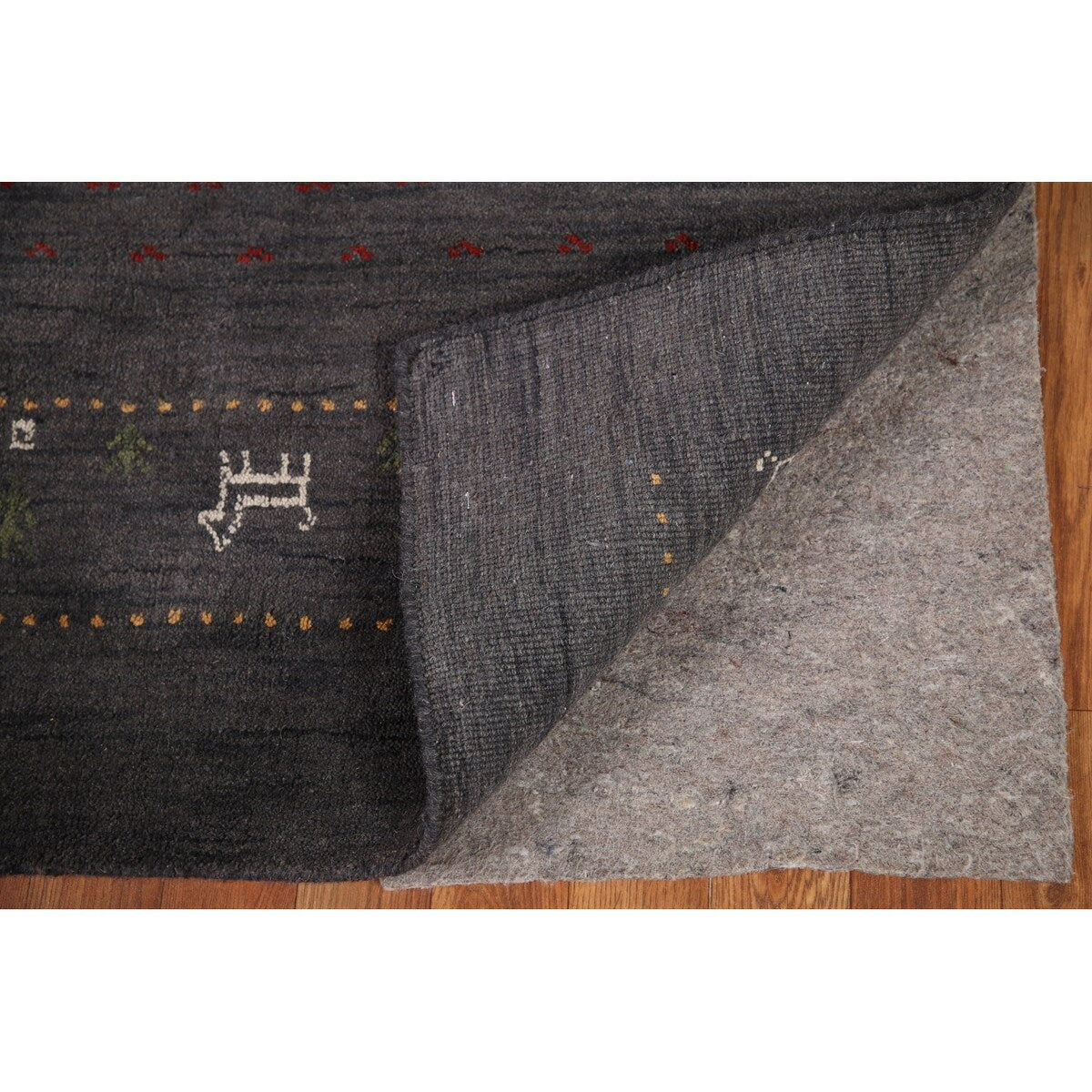 Charcoal Gabbeh Oriental Area Rug Handmade Wool Carpet - 5'4" x 8'3"