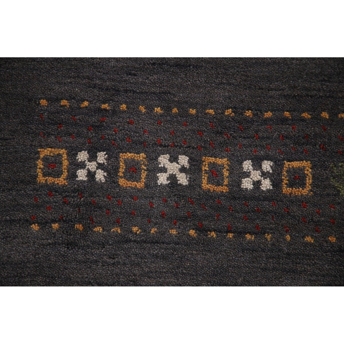 Charcoal Gabbeh Oriental Area Rug Handmade Wool Carpet - 5'4" x 8'3"