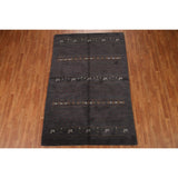 Charcoal Gabbeh Oriental Area Rug Handmade Wool Carpet - 5'4" x 8'3"