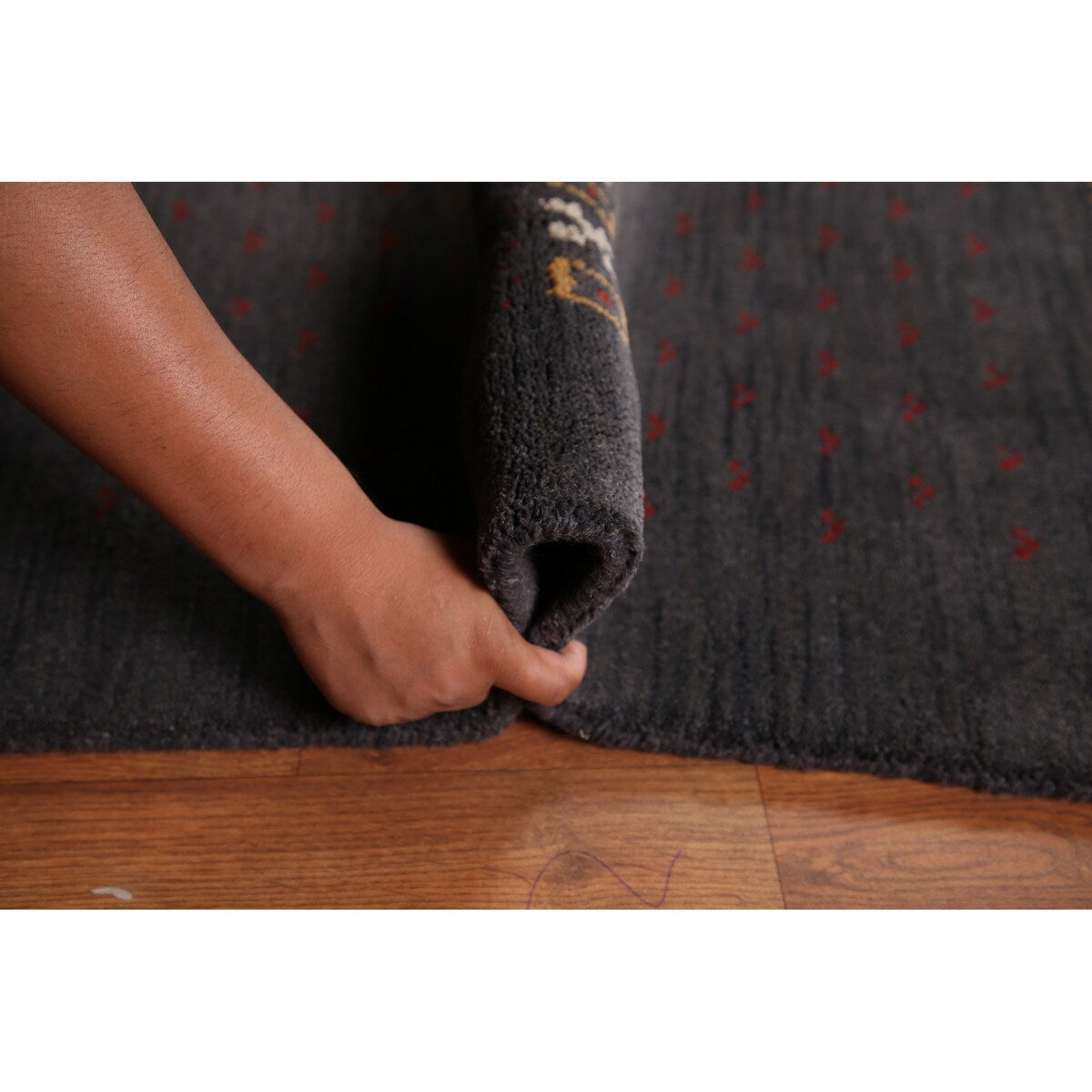 Charcoal Gabbeh Oriental Area Rug Handmade Wool Carpet - 5'4" x 8'3"