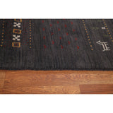 Charcoal Gabbeh Oriental Area Rug Handmade Wool Carpet - 5'4" x 8'3"