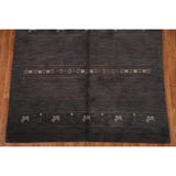 Charcoal Gabbeh Oriental Area Rug Handmade Wool Carpet - 5'4" x 8'3"