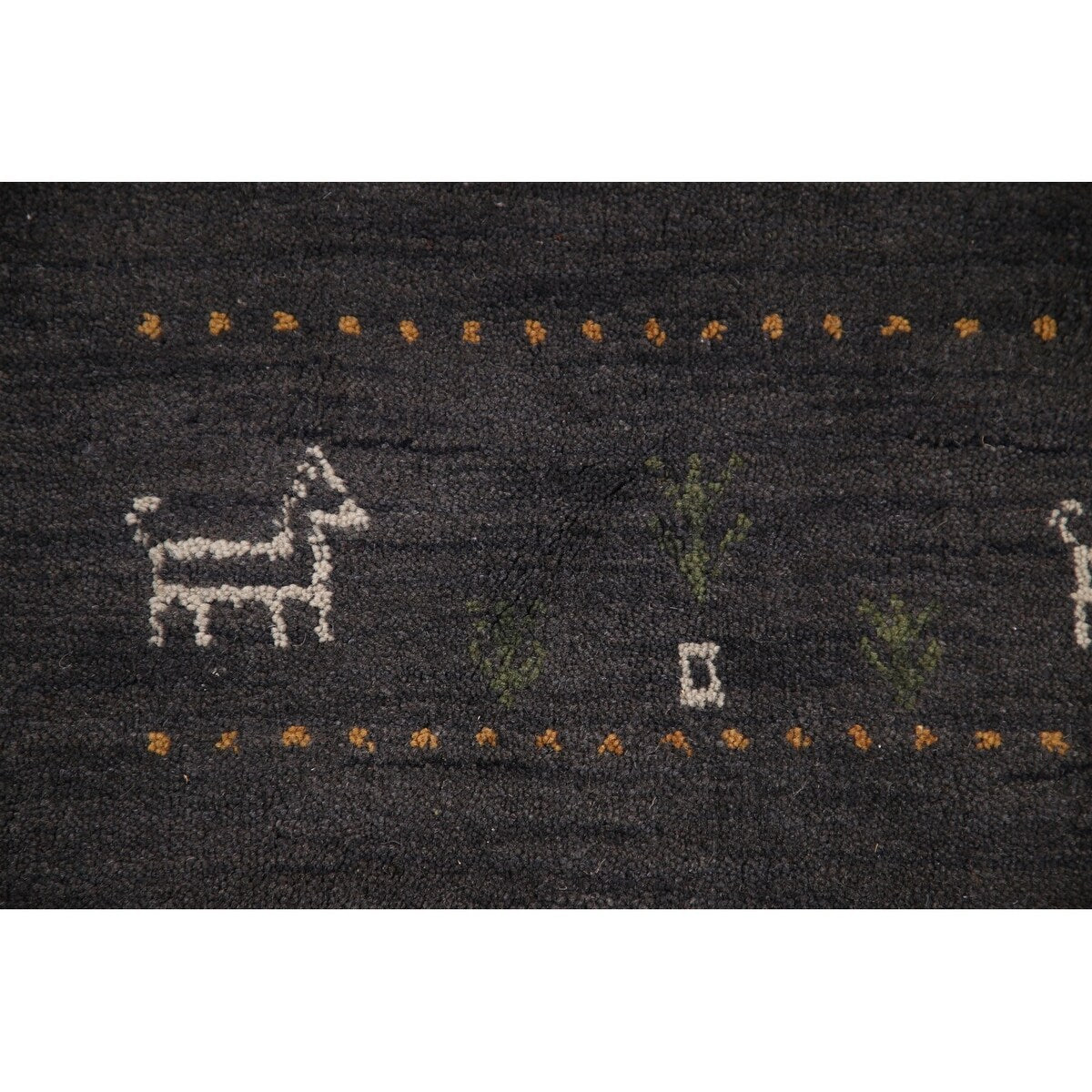 Charcoal Gabbeh Oriental Area Rug Handmade Wool Carpet - 5'4" x 8'3"