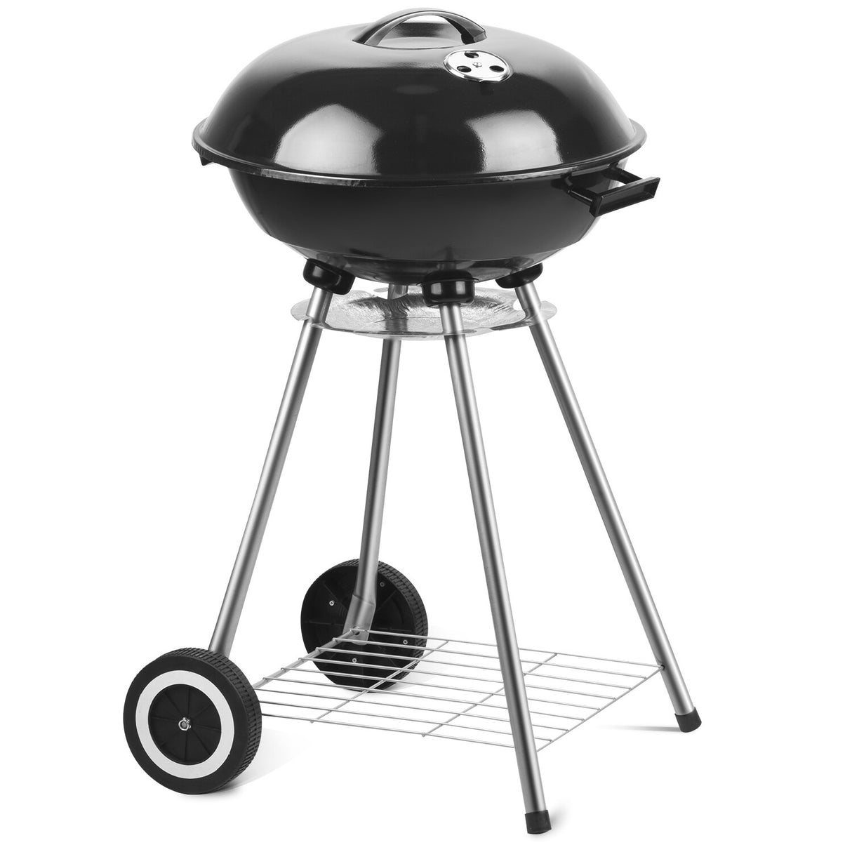 Ainfox Charcoal Grills 18.5” Portable BBQ Kettle Grill with Wheels for Barbecue