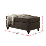 Charcoal Linen Ottoman with Nailhead Trim