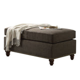 Charcoal Linen Ottoman with Nailhead Trim