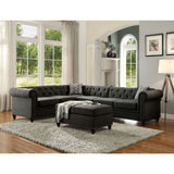 Charcoal Linen Ottoman with Nailhead Trim