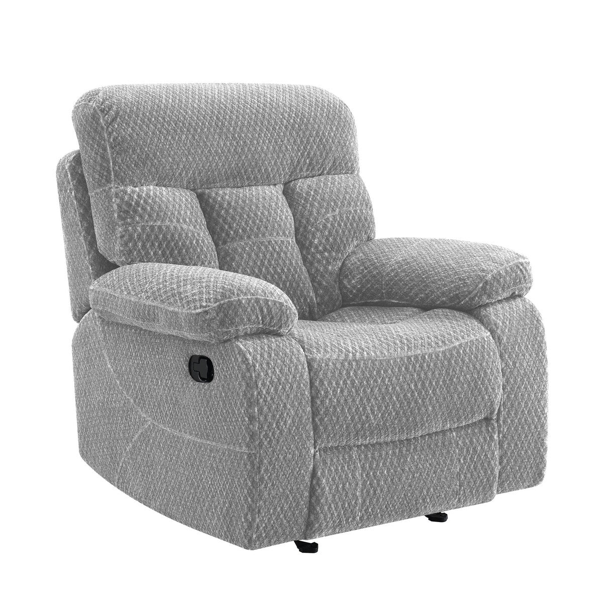 Charl 41 Inch Powered Recliner Armchair, Plush Tufted Backrests, Light Gray