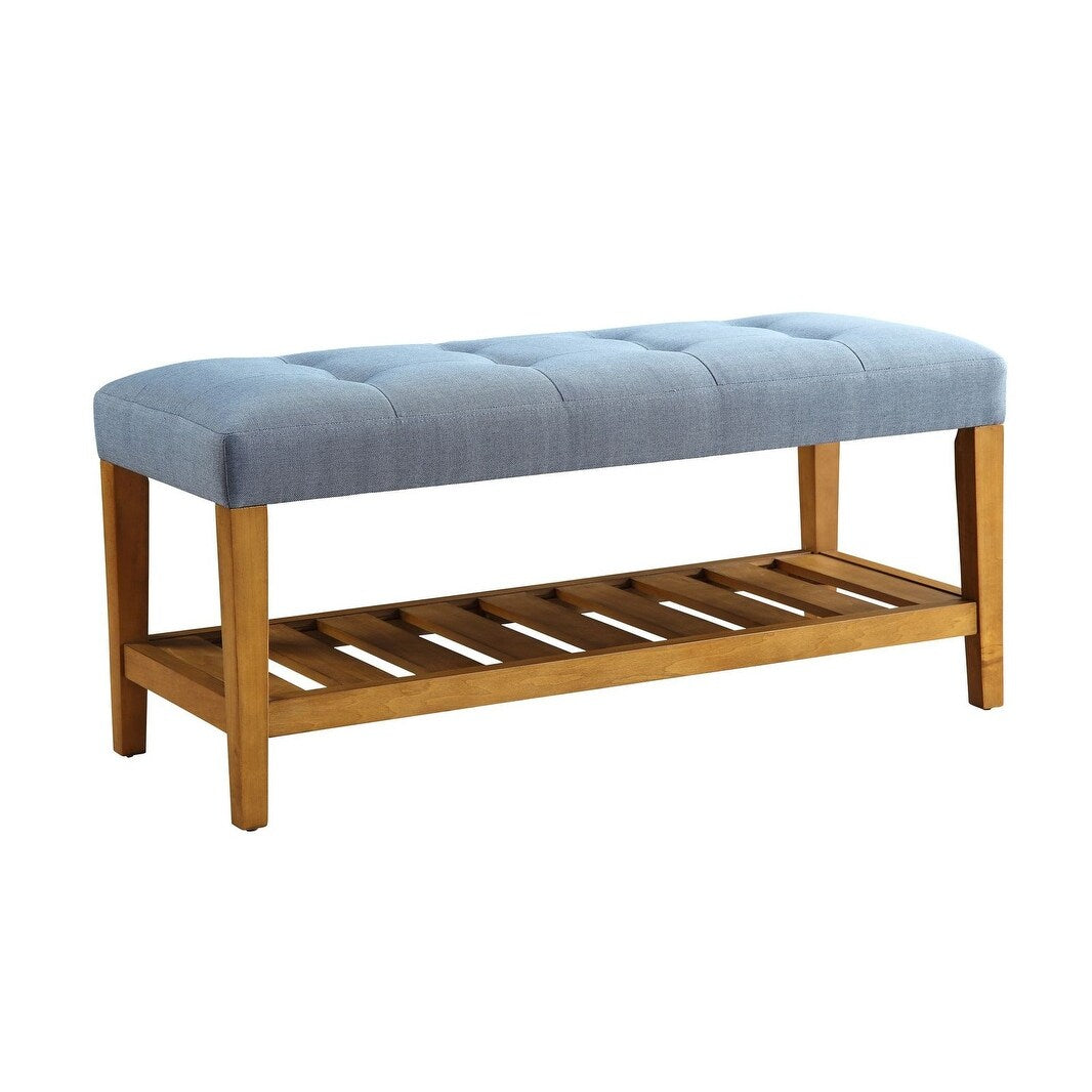 Charla Bench in Blue & Oak