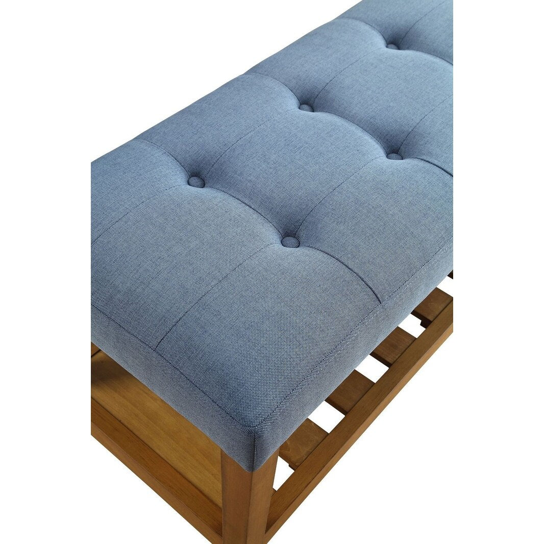 Charla Bench in Blue & Oak