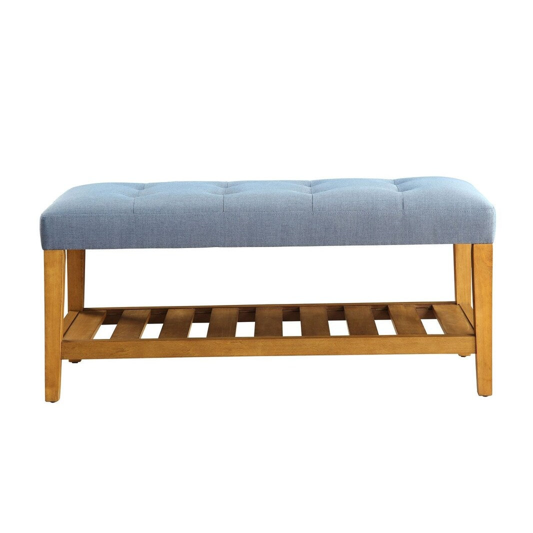 Charla Bench in Blue & Oak