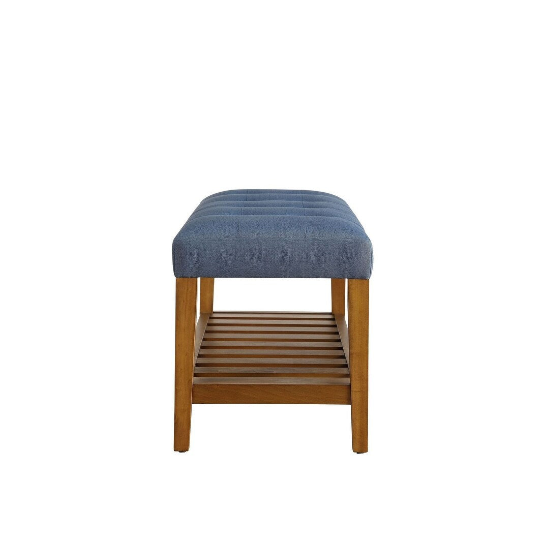 Charla Bench in Blue & Oak