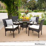 Charles Outdoor 5-piece Wicker Dining Set with Cushions by Christopher Knight Home