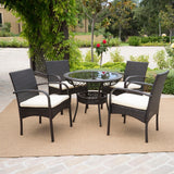 Charles Outdoor 5-piece Wicker Dining Set with Cushions by Christopher Knight Home