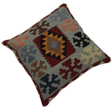 Charlton Grey/Red Hand-Woven Kilim Throw Pillow -20"x21"