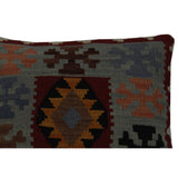 Charlton Grey/Red Hand-Woven Kilim Throw Pillow -20"x21"