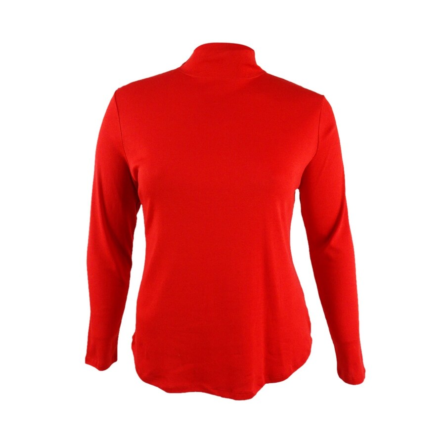 Charter Club Women's Cotton Mock-Neck Top