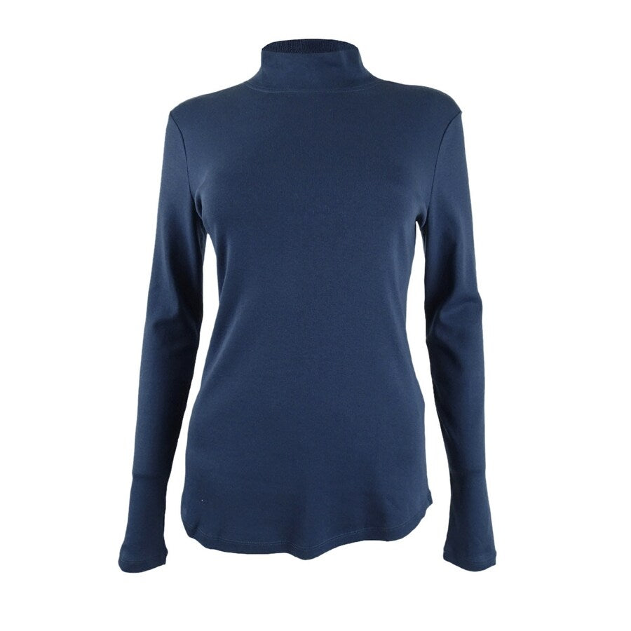 Charter Club Women's Cotton Mock-Neck Top