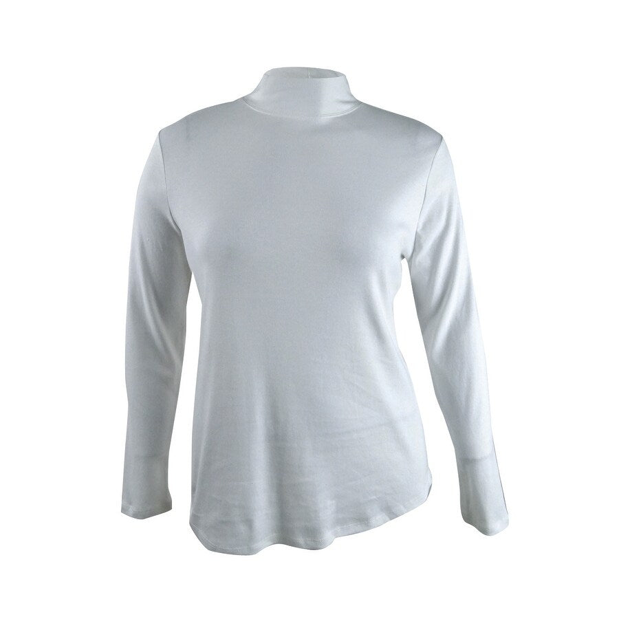 Charter Club Women's Cotton Mock-Neck Top