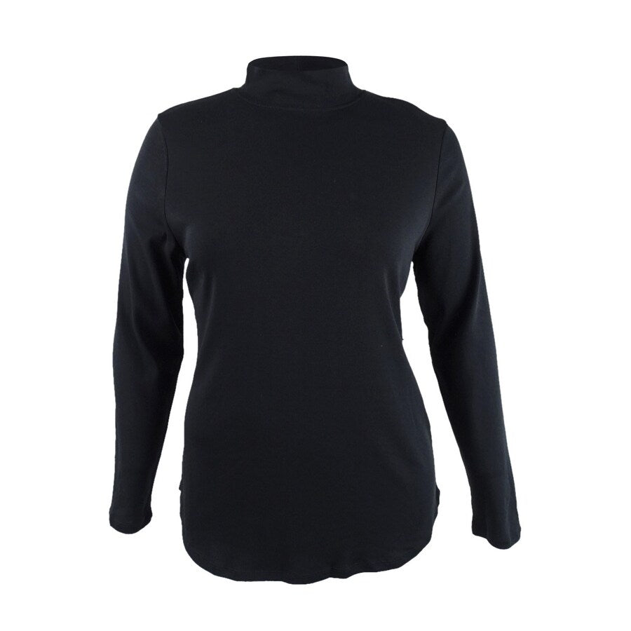 Charter Club Women's Cotton Mock-Neck Top