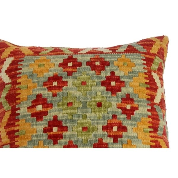 Chase Red/Gray Hand-Woven Kilim Throw Pillow(18"x18")