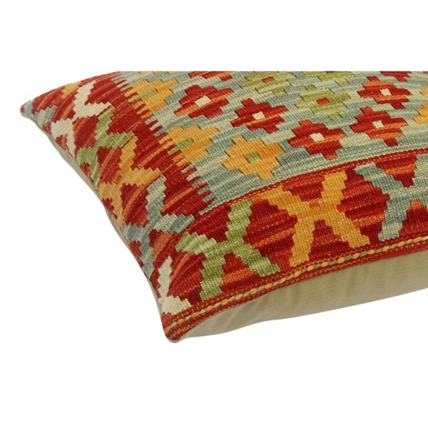 Chase Red/Gray Hand-Woven Kilim Throw Pillow(18"x18")