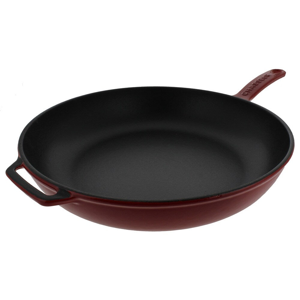 Chasseur 11-inch Red French Enameled Cast Iron Fry pan with Glass Lid