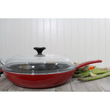 Chasseur 11-inch Red French Enameled Cast Iron Fry pan with Glass Lid