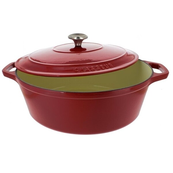 Chasseur 7.25-quart Red French Enameled Cast Iron Oval Dutch Oven