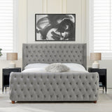 Chateau Velvet Upholstered Tufted Sheltered Panel Bed Set