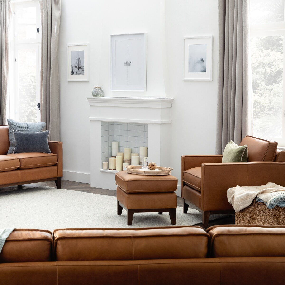 New Heights Chatfield Brown Genuine Leather Armchair