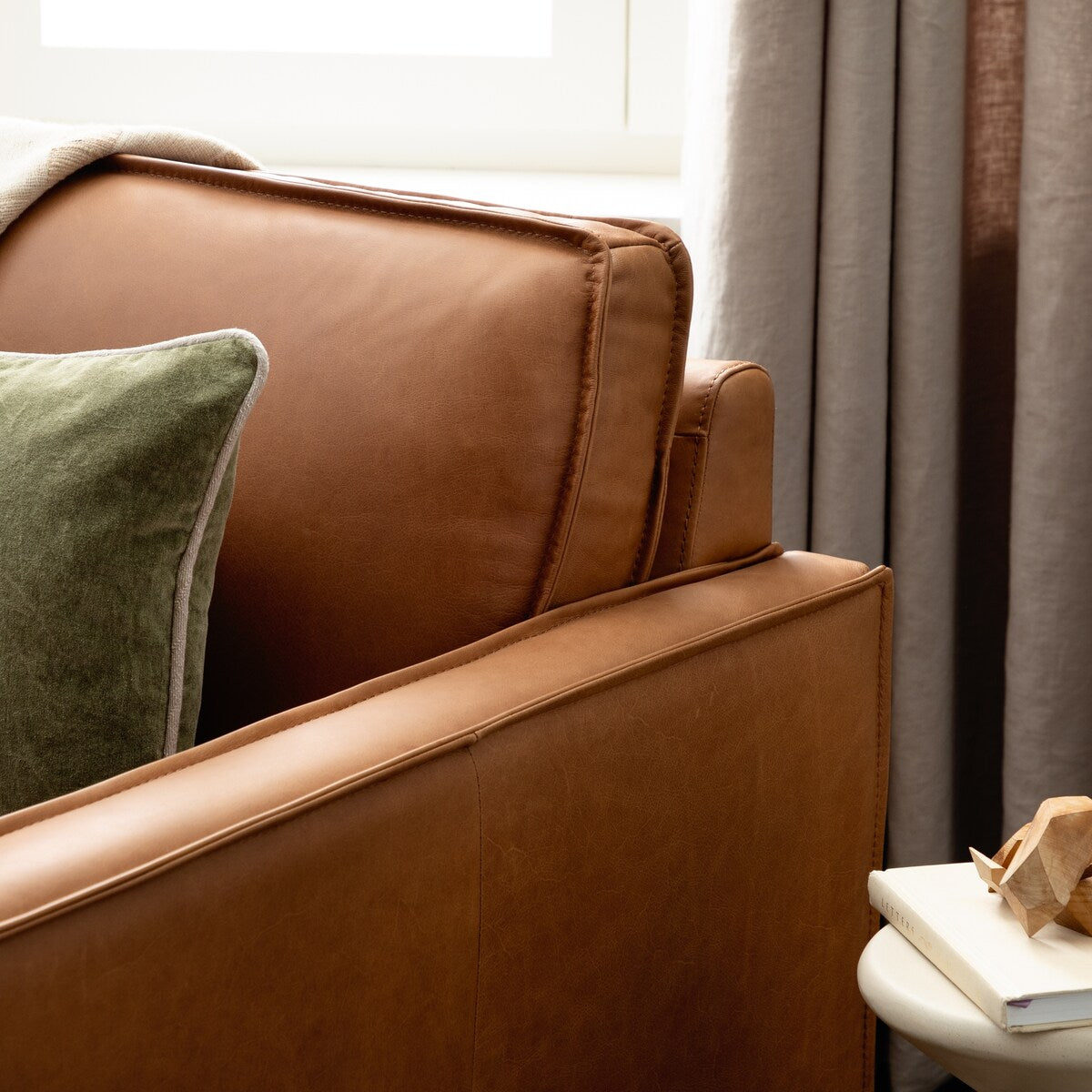 New Heights Chatfield Brown Genuine Leather Armchair