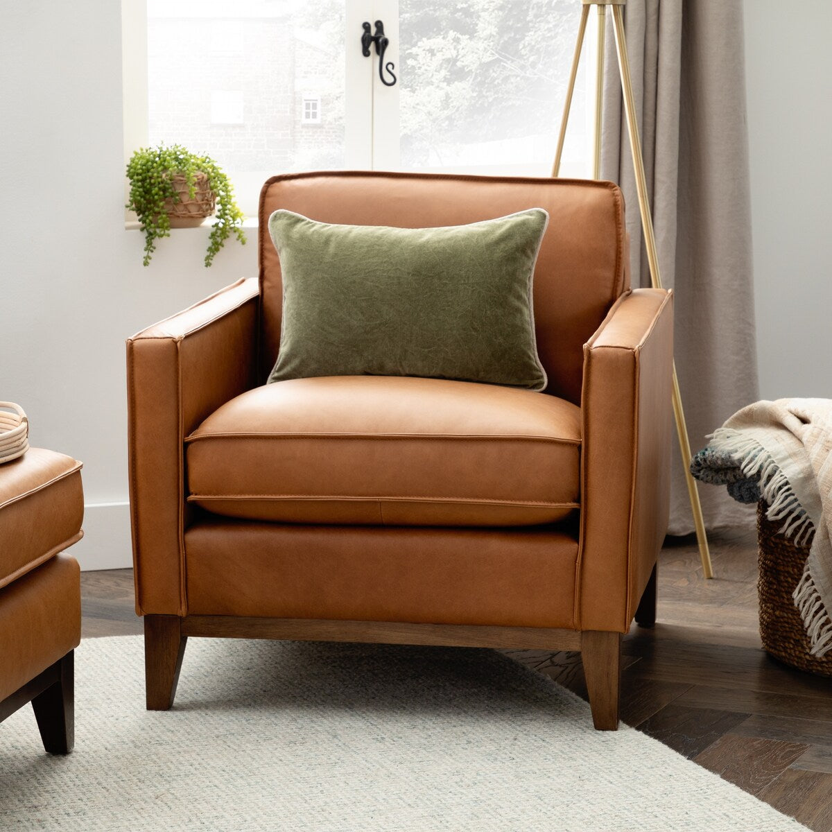 New Heights Chatfield Brown Genuine Leather Armchair