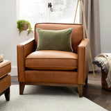 New Heights Chatfield Brown Genuine Leather Armchair