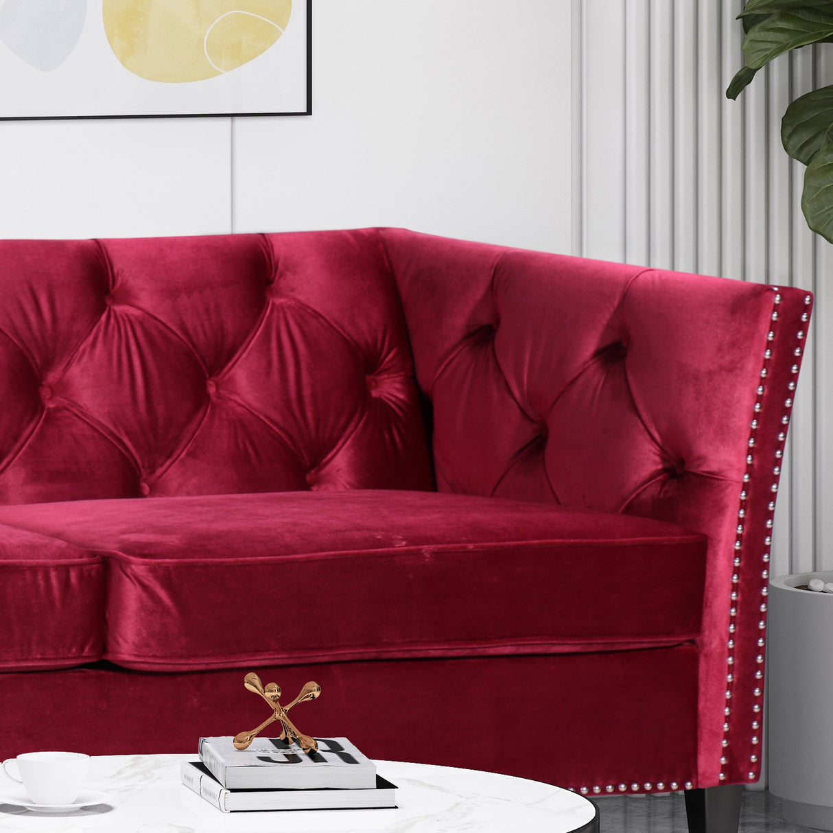 Chatwin Contemporary Tufted Velvet Sofa by Christopher Knight Home - 32.50" D x 77.00" W x 30.25" H
