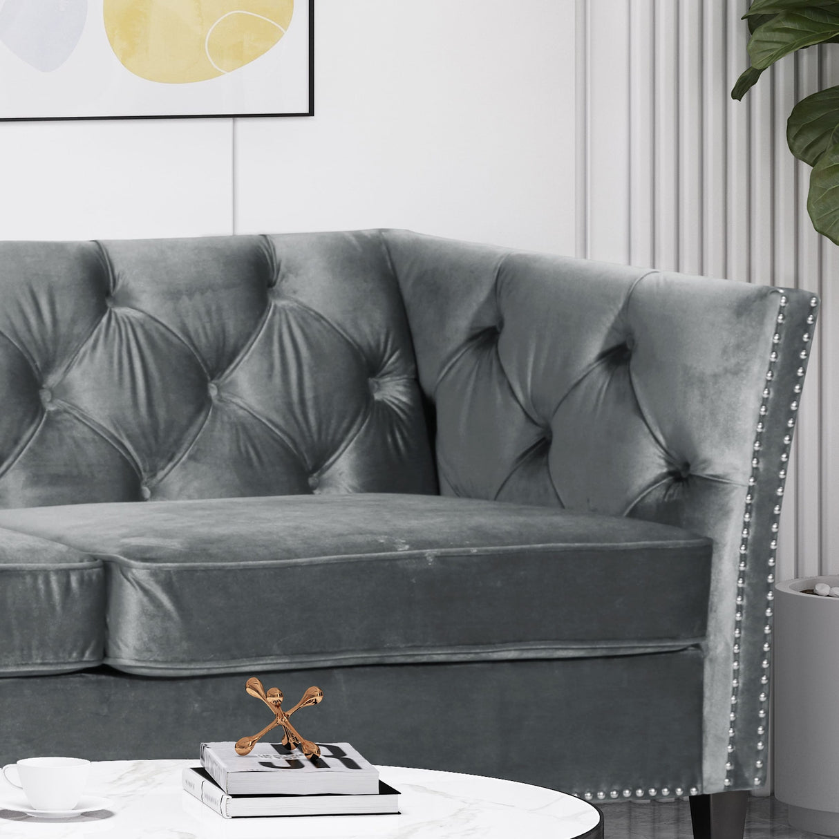 Chatwin Contemporary Tufted Velvet Sofa by Christopher Knight Home - 32.50" D x 77.00" W x 30.25" H