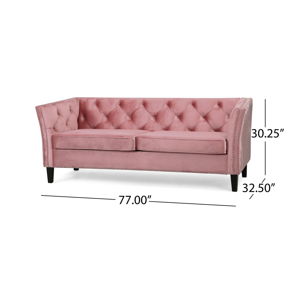 Chatwin Contemporary Tufted Velvet Sofa by Christopher Knight Home - 32.50" D x 77.00" W x 30.25" H