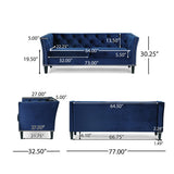Chatwin Contemporary Tufted Velvet Sofa by Christopher Knight Home - 32.50" D x 77.00" W x 30.25" H