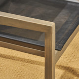 Chaucer Outdoor 4-Seater Square Acacia Wood Mesh Seats Dining Set by Christopher Knight Home