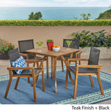 Chaucer Outdoor 4-Seater Square Acacia Wood Mesh Seats Dining Set by Christopher Knight Home