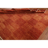 Checkered Modern Gabbeh Square Area Rug Handmade Wool Carpet - 6'9" x 6'11"