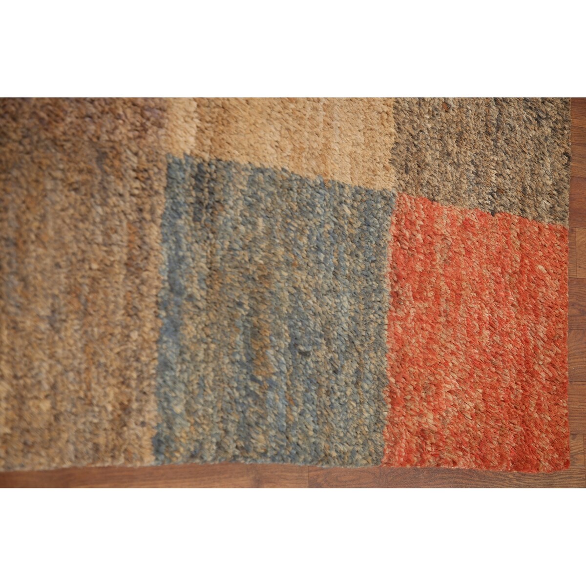 Checkered Moroccan Oriental Area Hand-knotted Jute Carpet - 5'3" x 7'7"