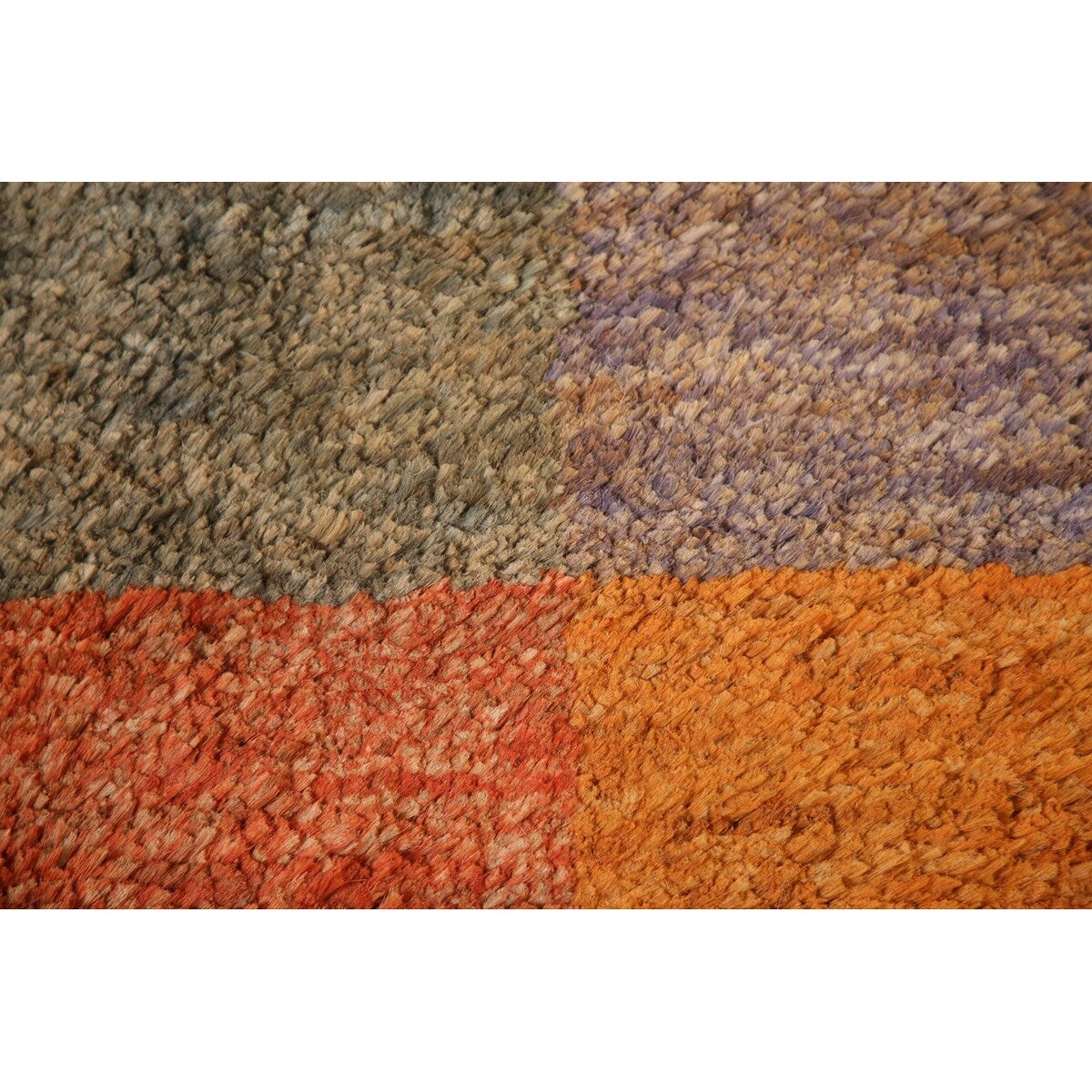 Checkered Moroccan Oriental Area Hand-knotted Jute Carpet - 5'3" x 7'7"