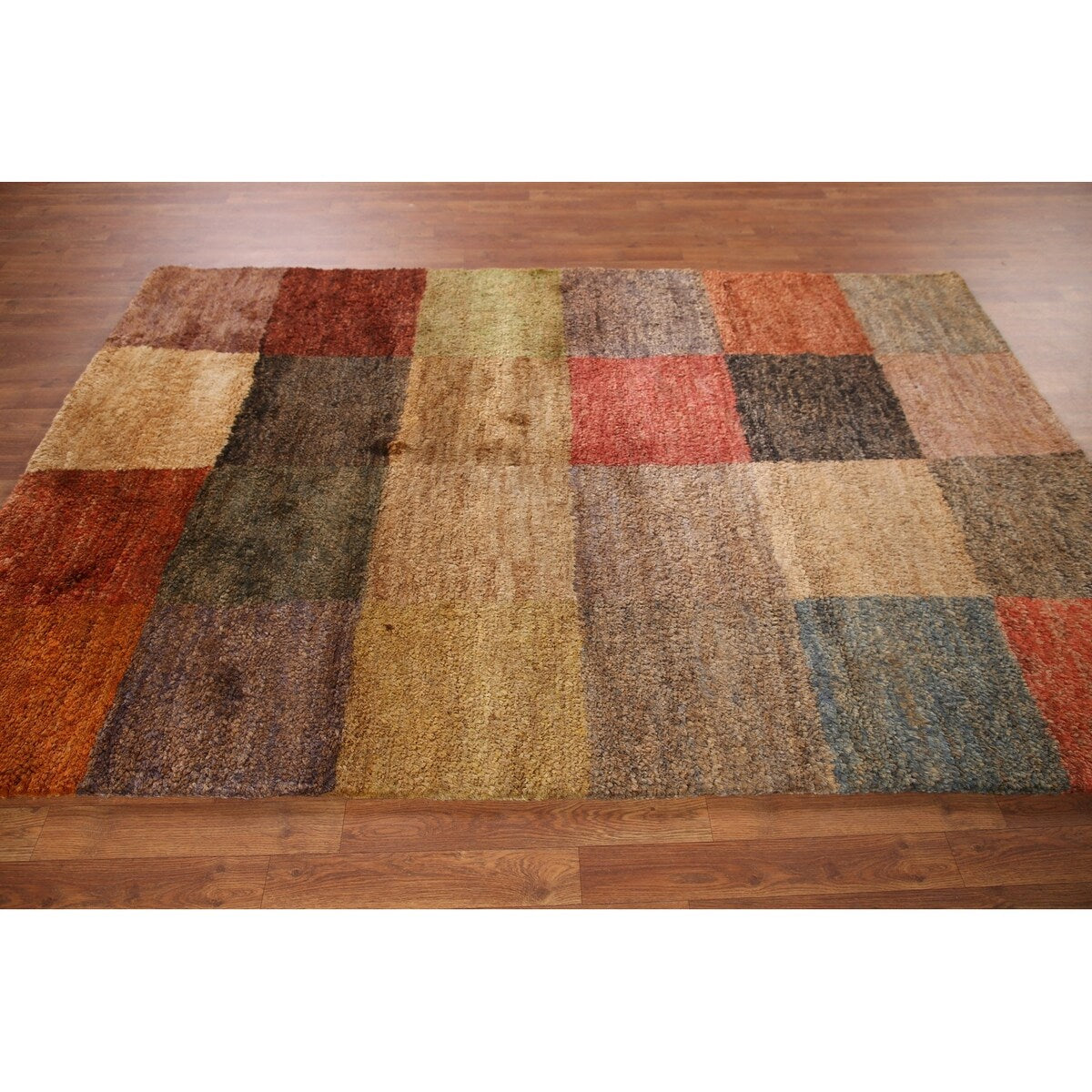Checkered Moroccan Oriental Area Hand-knotted Jute Carpet - 5'3" x 7'7"